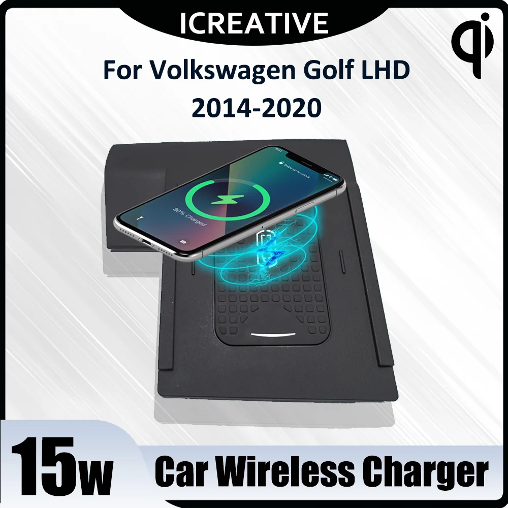 

Wireless Car Charger Qi 15W Fast Charging Pad for Volkswagen Golf LHD 2019-2020 Car Accessories Wireless Charger Center Holder