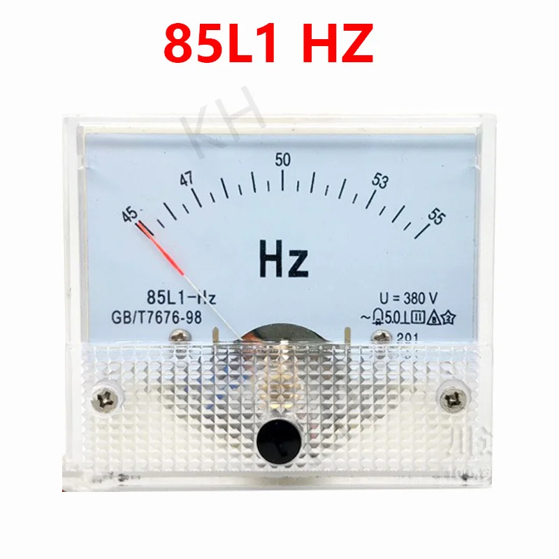 

NEW 85L1-HZ Square Pointer type AC 100/220V/380V Analog Panel Frequency Meter Tester Gauge Hertz Indicator 45-55Hz 65x65mm