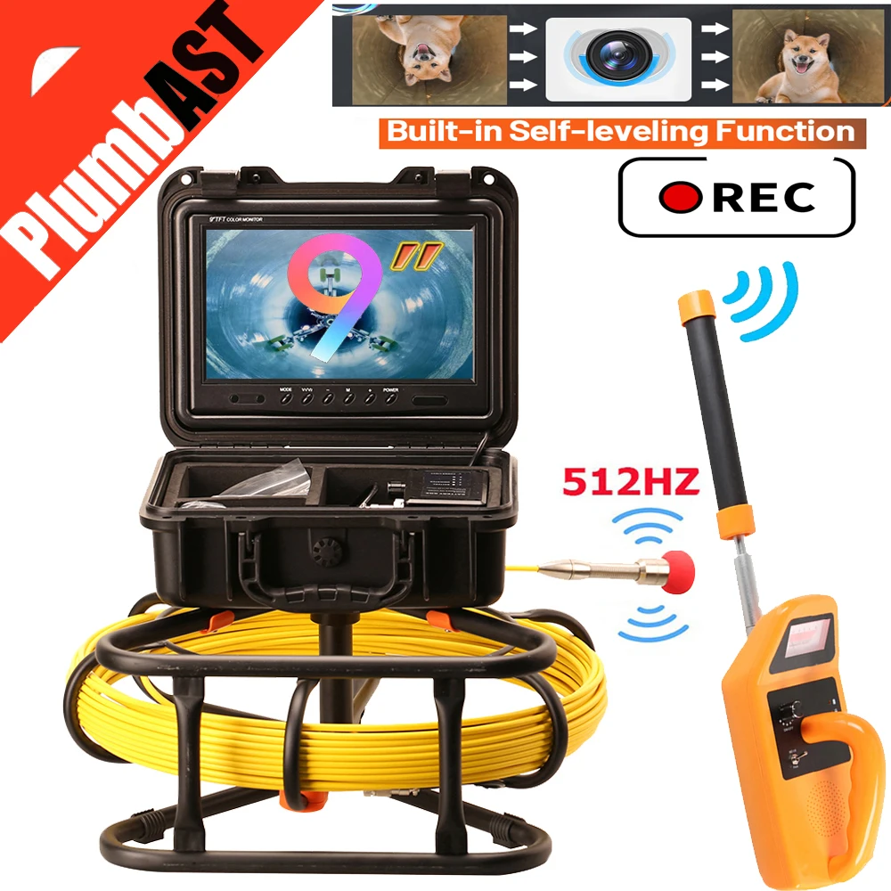 

new 9inch 512HZ sonde transmitter Locator AUTOSELF leveing DVR Recorder Sewer Pipe Inspection Camera pipe video camera kit