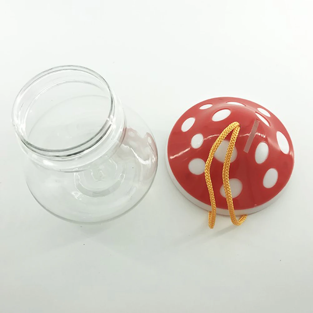 

3Pcs Mushroom Shape Mini Fish Bottle Transparent Plastic Durable Fish Tank Portable for Office Living Room Desk