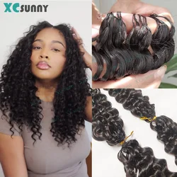 Water Wave Crochet Human Hair Curly Invisible Knotless Crochet Human Hair Extensions With String In The Middle Pre Separated