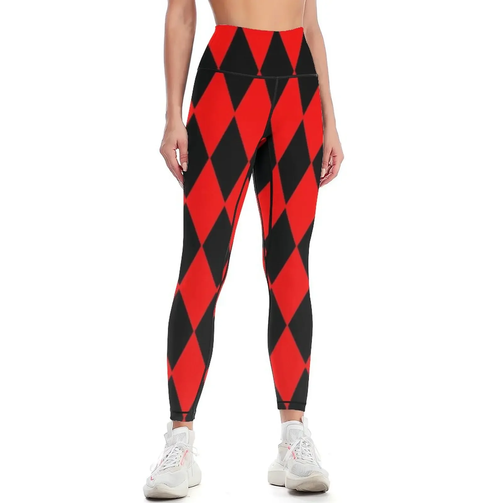 

Red and Black Harlequin Leggings Fitness woman Women sports Sports pants woman leggins push up woman Womens Leggings