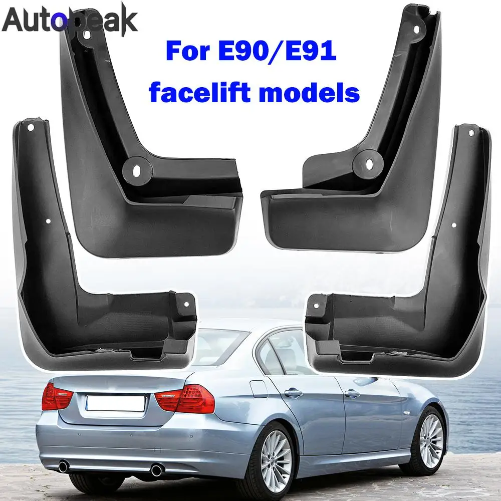 4pcs Set Mud Flaps For BMW 3 Series E90 E91 4dr Sedan Saloon Touring Sports Wagon 2008 - 2012 Mudguards Splash Guards Front Rear