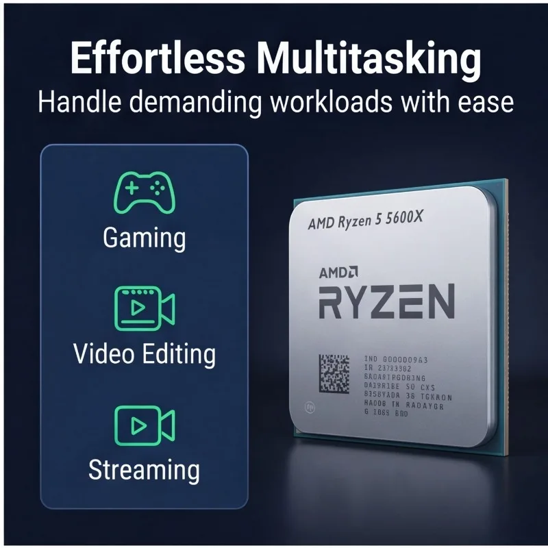 Streaming Workstation CPU Ryzen 5 5600X 6 Core 12 Thread 3.7GHz 7NM 65W 32MB Cache AM4 Socket Processor view 6