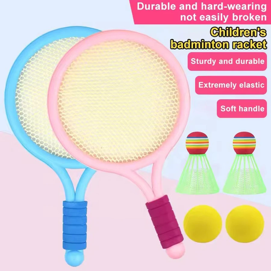 ชุดของเล่นไม้เทนนิสพร้อมลูกขนไก่สําหรับเด็กกิจกรรมกลางแจ้งในร่ม