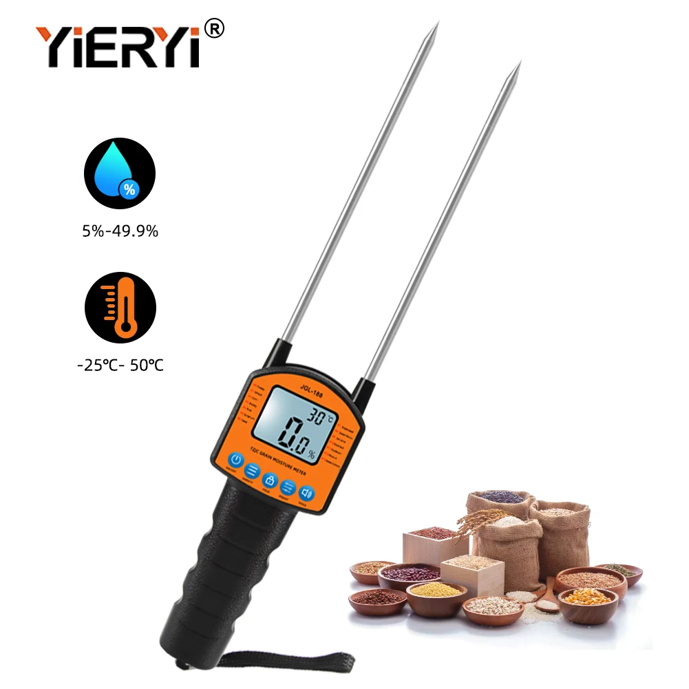 JGL-188 Digital Grain Moisture Meter 0.1% High Precision 14 Grain Types English Voice Broadcast Portable For Rice Wheat Corn