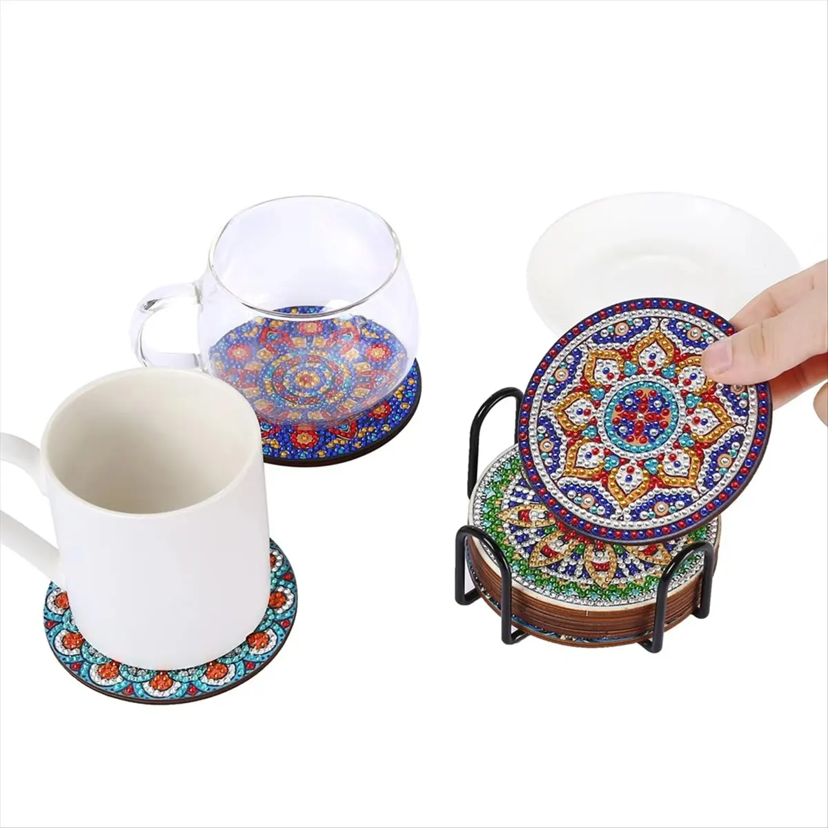 

ABJS 4 шт. абстрактные цветы богемные коврики с принтом винтажные изолированные подставки чашки чаша