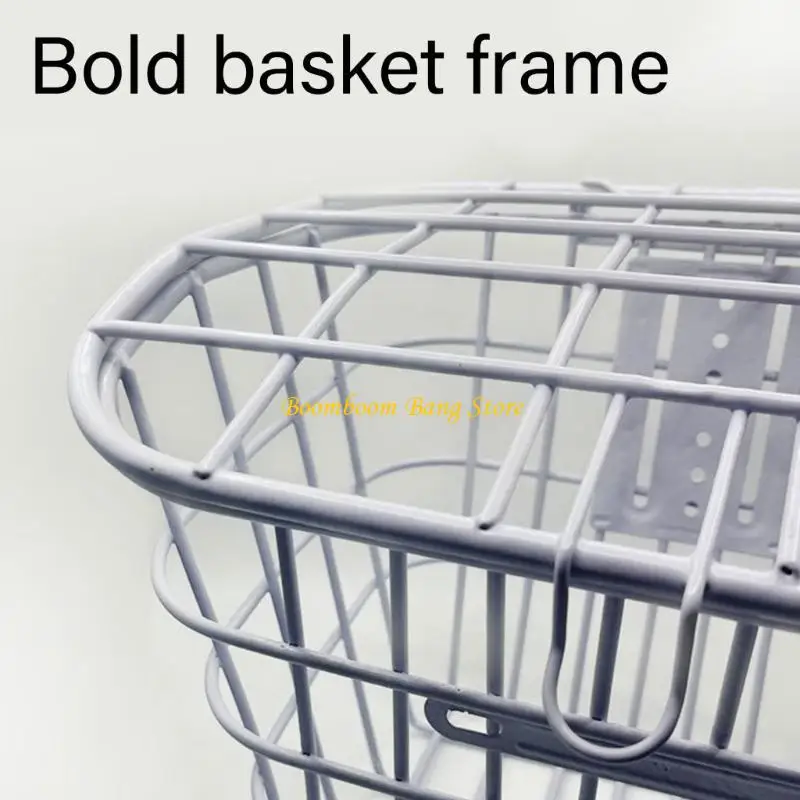 

270C Iron Bike Basket Front Handlebar Shopping Bag Detachable Metal Bicycles Basket