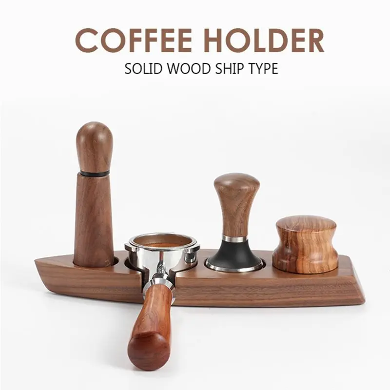 ABJT-58Mm Wood Coffee Powder Hammer Base Coffee Filter Screen Holder Coffee Maker Support Base Rack Coffee Accessories