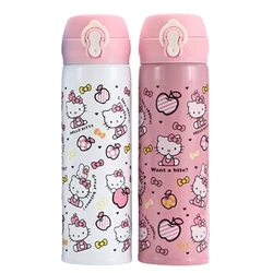 Hello Kitty Insulation Cup Student Stainless Steel Water Bottle Vacuum Bounce Cover 500ML Large Capacity Fashion Boys Girls Cute