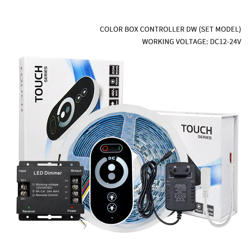 DC12-24V Iron Shell LED Single Color Controller with Wireless Touch Remote Control Color box Packaging for Commercial Lighting