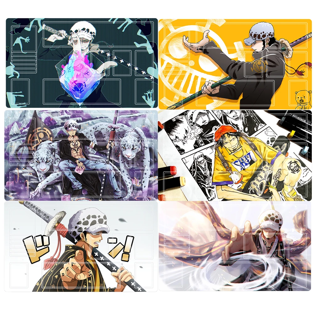 One Piece Opcg Trafalgar Law Card Mat 60X35Cm Self Made Comic Version Dedicated Game Single Player Battle Card Mat Anime Gift