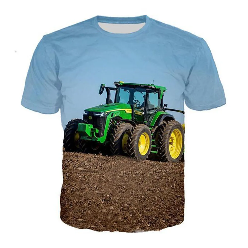 Family clothing Agricultural tools printed pattern T-shirt, fashion children's summer short-sleeve shirt, family single top