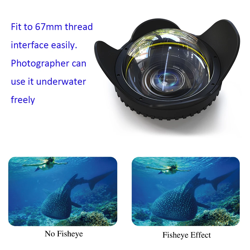 Optical Fisheye Lens Shade Antireflective Filter for All DSLR ILDC Camera Microspur 67mm Interface 0.7 Amplification Coefficient