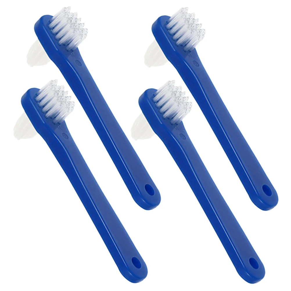 4 Pcs Toothpaste False Teeth Double Sided Denture Toothbrushes for Cleaning Travel Whitening Kit