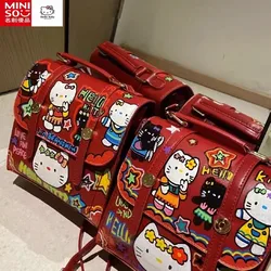 Mochila MINISO Hello Kitty Graffiti, bolsa de estudante fofa do colegial, Novo, 2024