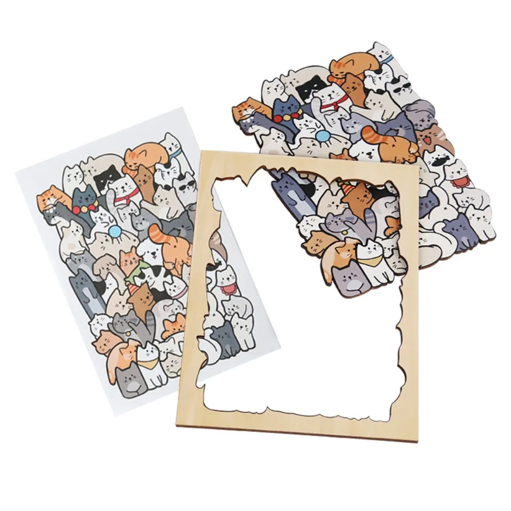 Creative Irregular Shaped Animal Jigsaw Puzzles Wooden Panda Cartoon Shape Puzzles Dog Cat Animal Shape Puzzles Educational Toys