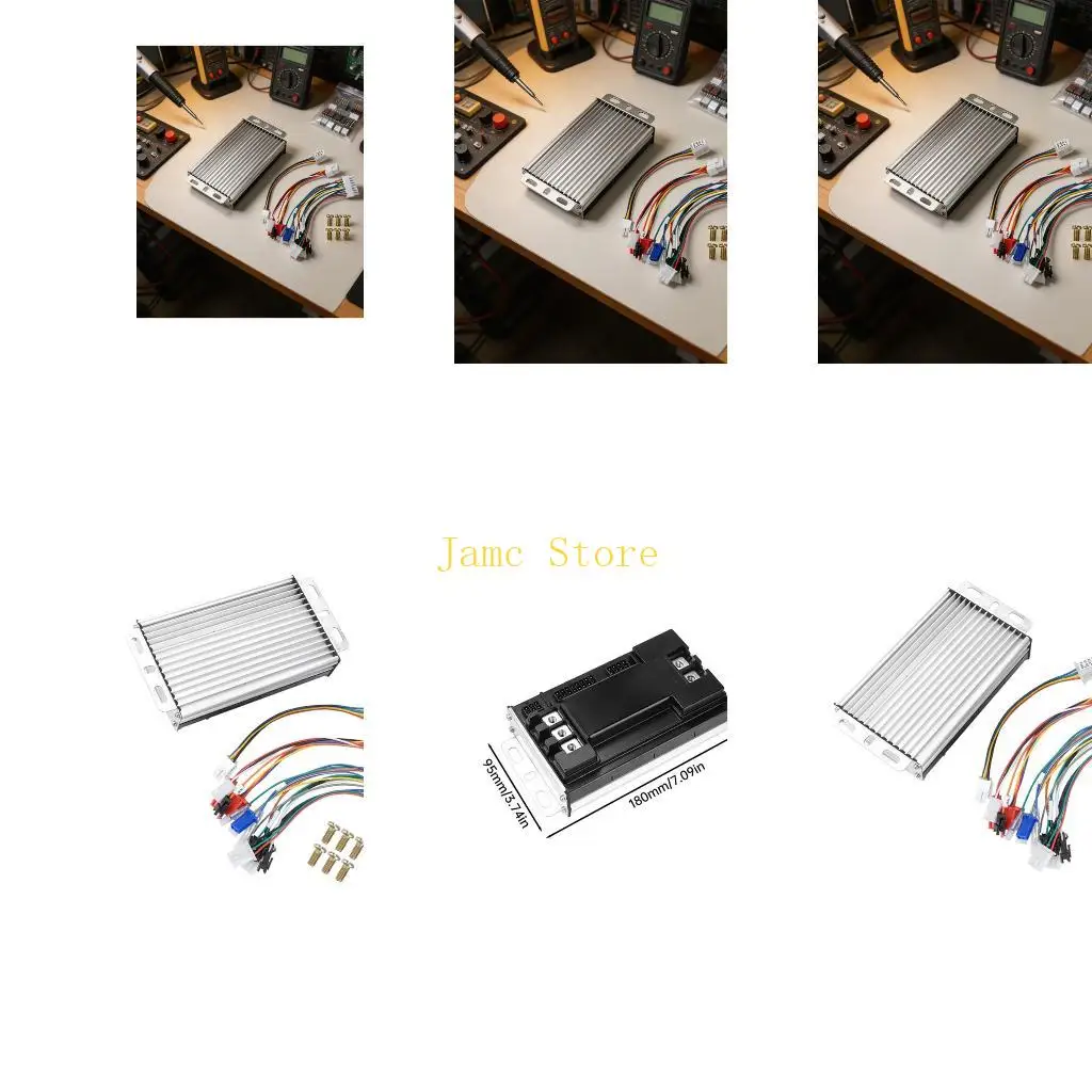 LX0B Low Noise E Bike Brushless Controller, 50A Replacement Unit with Three-Mode Input and Aluminum Housing for Motor Service