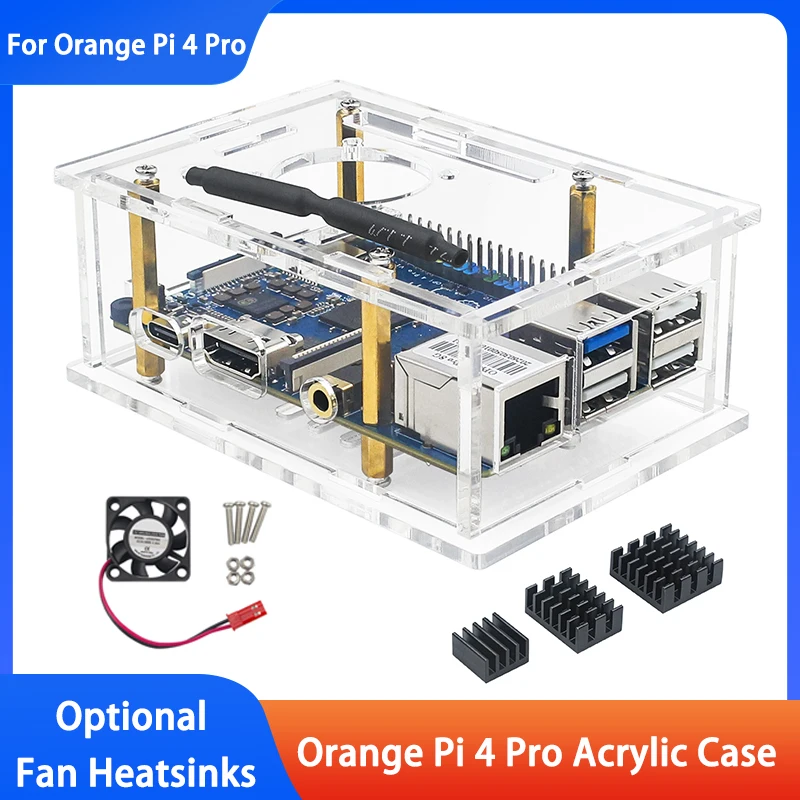capa-de-acrilico-transparente-para-orange-pi-4-pro-com-dissipadores-de-calor-e-ventoinha-de-resfriamento-opcional