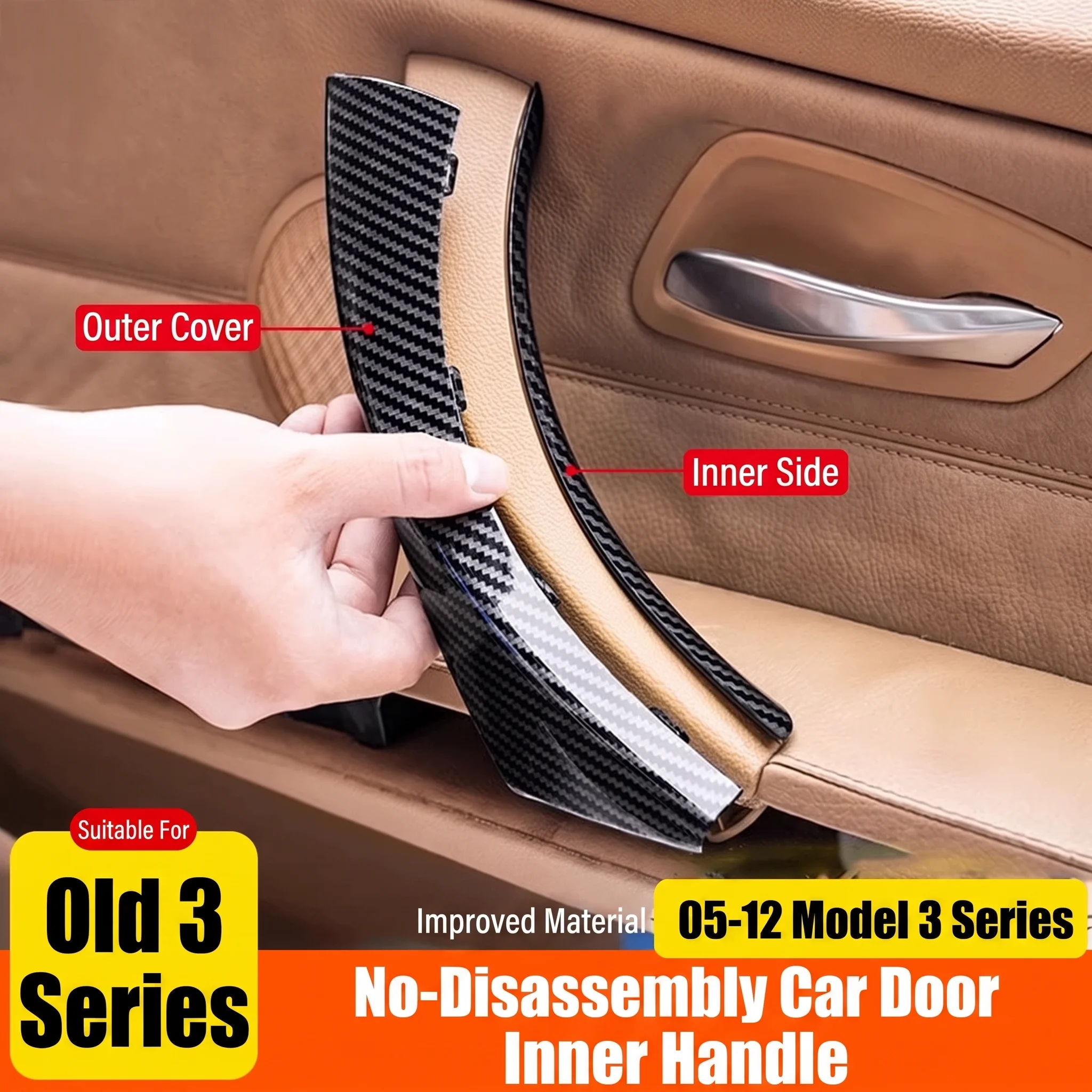 E90 Car Inner Handle Interior Door Panel Pull Trim Cover Beige Black left Right For BMW 3 series E90 E91 318 320 2005-2011