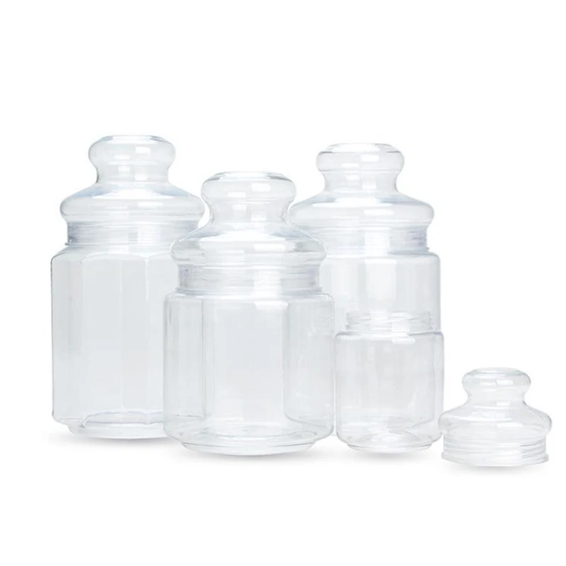 1Pcs Plastic Transparent Candy Jars Plastic Cookie Jars Food Storage Container Reusable Cookie Container Countertop Organizer