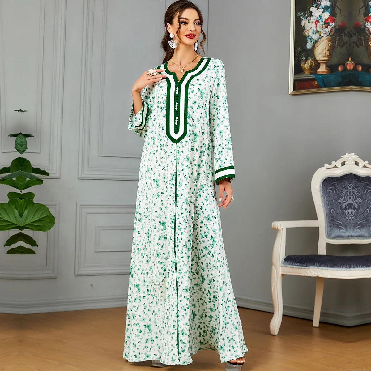 Muslimische Abend Maxi Kleid Handtuch bestickt Damen bekleidung Knopf Mode Kaftan arabische Robe lässig Abaya Kleidung 2024 Sommer neu