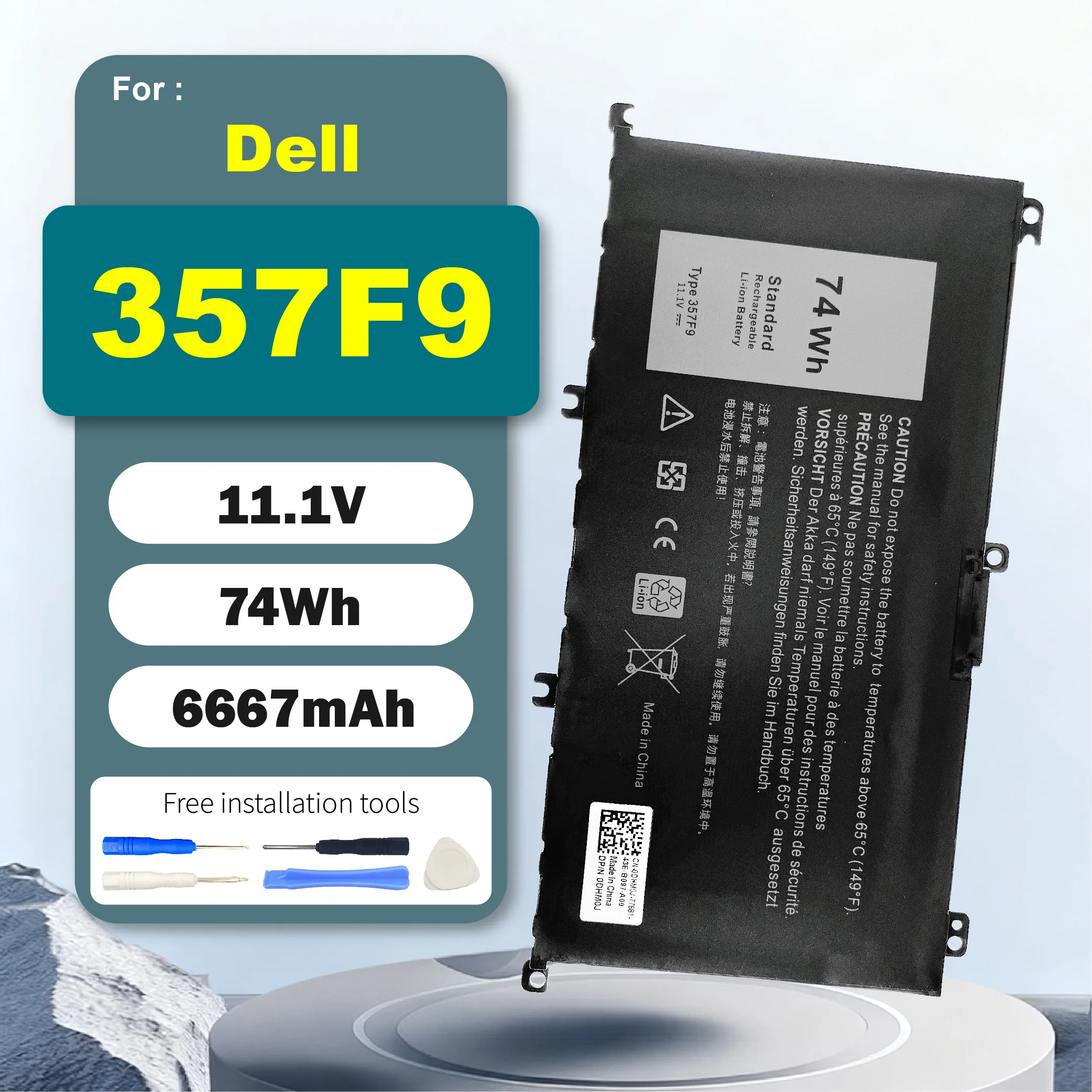 357F9 74Wh 6-Cell Rechargeable Battery For DELL Inspiron 15 5000 7000 Gaming 5576 5577 7557 7559 71JF4 0GFJ6 P65F