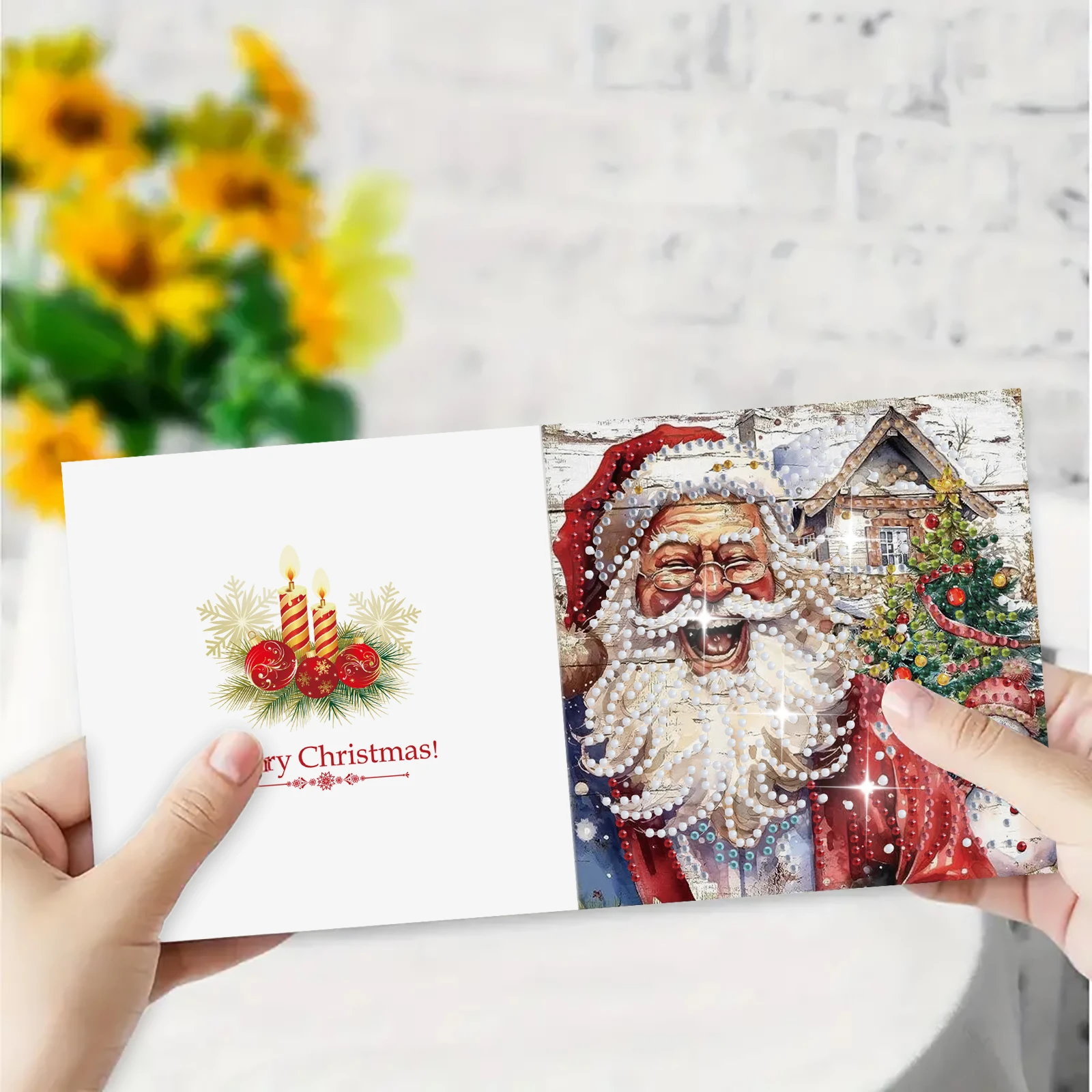 6-piece DIY diamond painting set Christmas theme greeting card, wishes and wishes, unique design, irregular shape diamonds