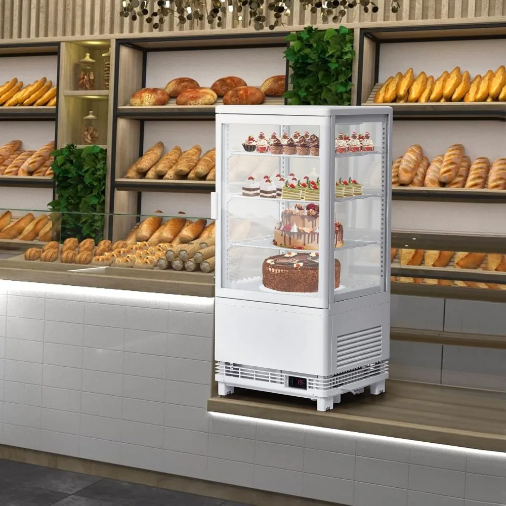 Commercial Display Refrigerator, 2.7 Cu. Ft./78L Countertop Pastry Refrigerated Display Case with Led Lighting, Air-Cooling, Fro