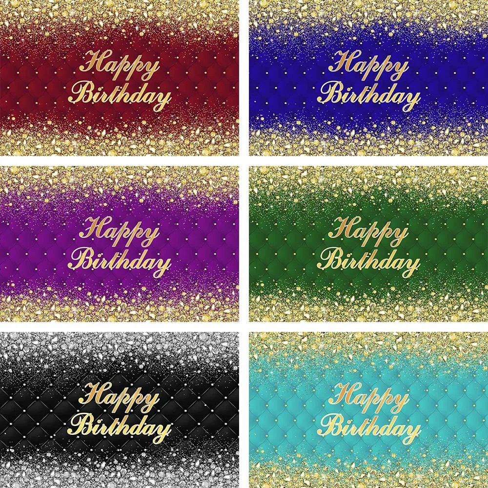 

Avezano Gold Glitter Background Dark Blue Heardboard Adult Happy Birthday Party Diamonds Banner Decor Photography Backdrop Photo