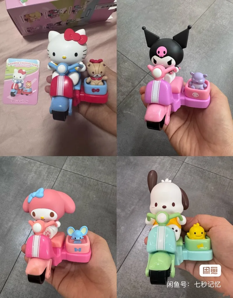 

Подлинная мини-мотоциклетная серия Sanrio Ride, слепая коробка, игрушки Kawaii Hello Kitty Kuromi Cinnamoroll, модель, украшения, модный подарок