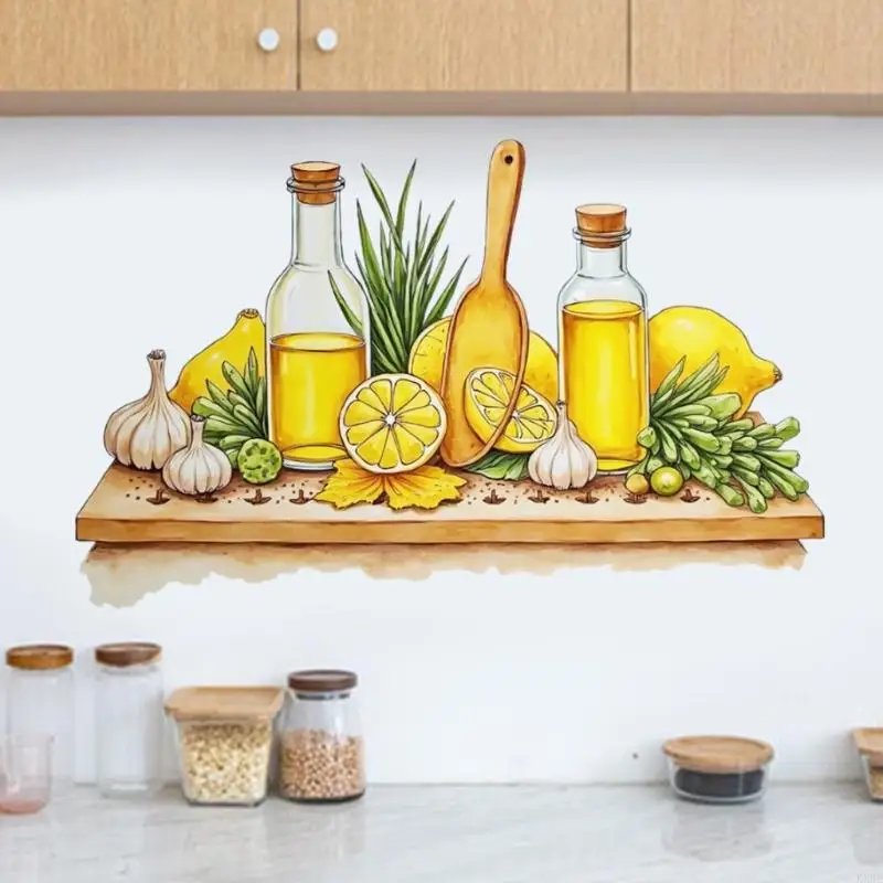 Lemon و Honeys ملصق ملصق المطبخ القابل لإعادة الاستخدام نمط الجرف PVC PVC لسهولة تطبيق الحائط Decors Kxre
