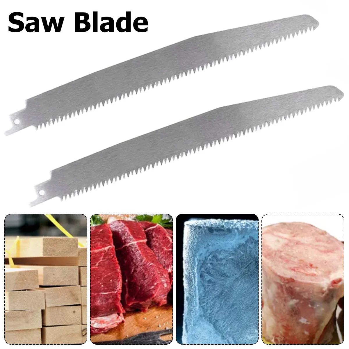 1/2/4pcs Reciprocating Saw Blade Stainless Steel Unpainted Meat Saw Blade High Strength Sharp Saw Blade for Cutting Froz