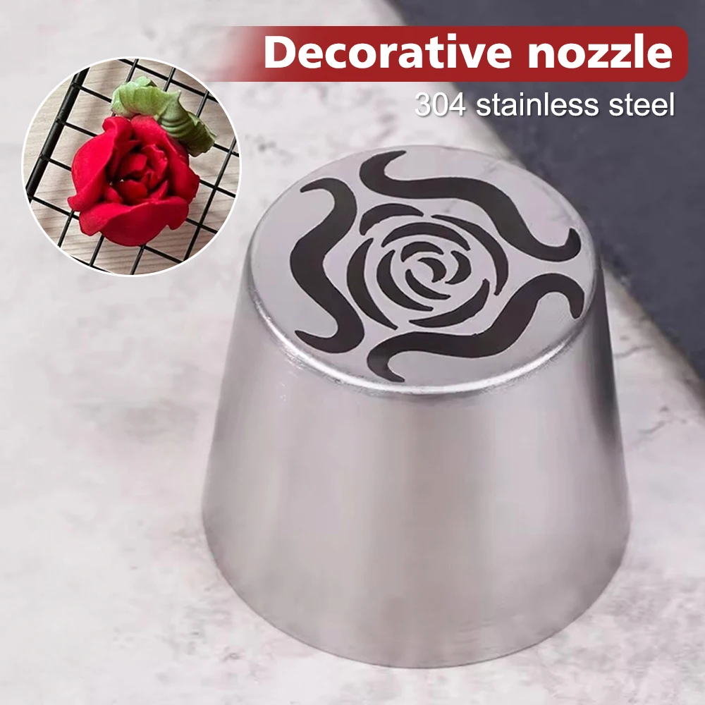 1Pc Stainless Steel Russian Piping Tips Rose Christmas Cake Icing Frosting Nozzles For Cupcake Decoration DIY Kitchen Baking