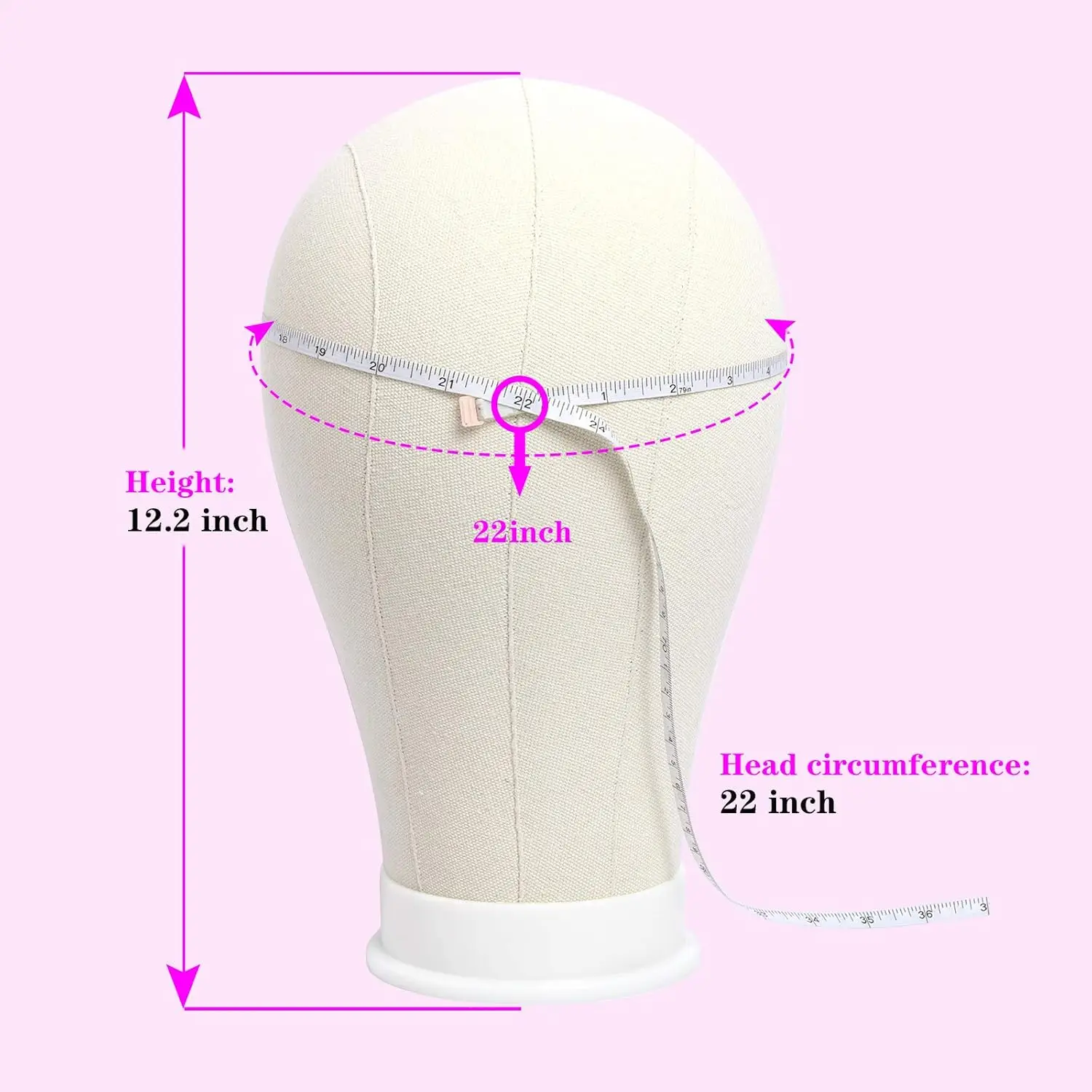 2025 New 22inch Canvas Block Wig Head &Tall Wig Stand Tripod Set, for Multiple wigs, Perfect for Making Wigs, Display Styling image 3