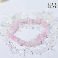 SM Rose Quartz Chip Stretch Bracelet - Boho Healing Love Stone Jewelry for Women, Daily Wear Birthday Gift
