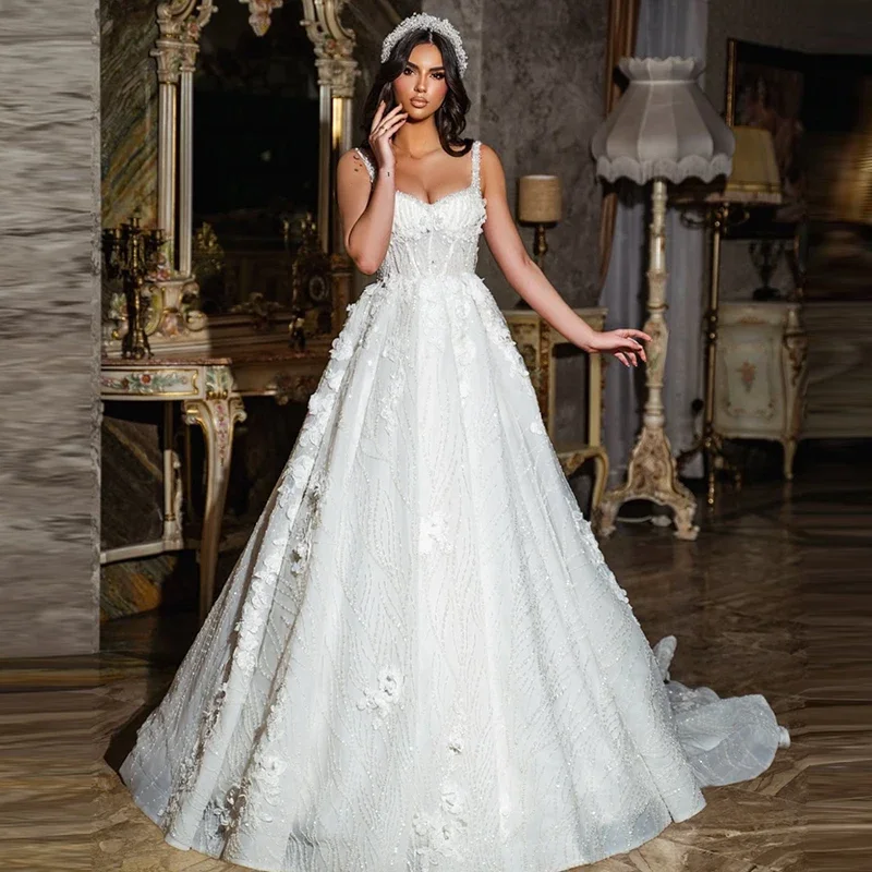 

Изысканное свадебное платье из органзы с вышивкой, 3D цветами, А-силуэт, бальное платье, V-образный вырез, без рукавов, на заказ, Vestido De Novia, с открытой спиной