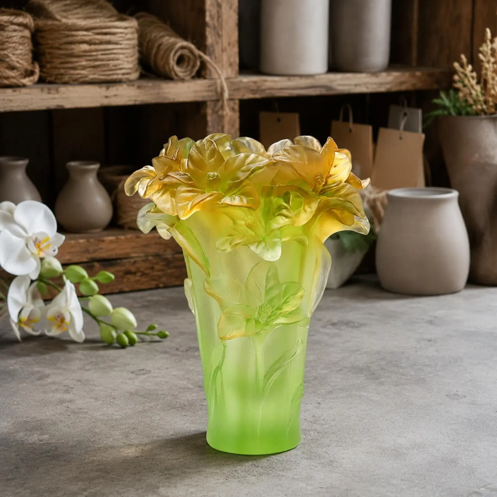 Crystal Flower Vase Handmade Floral Container Home Decor Ornamental for Housewarming