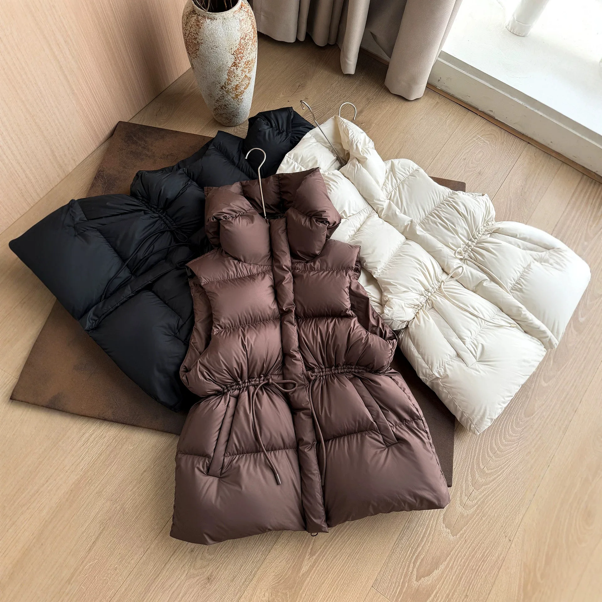 Autumn Cotton-padded Jacket Ladies Parkas Waistcoat Outwear Overwear Winter New Down Cotton Vest Women Waist Slim Hooded Vest