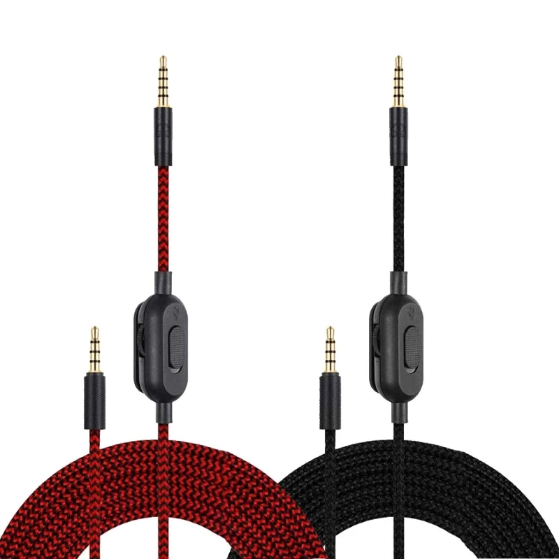 Braided Cable Extension Cord for Logitech GPRO X G233 G433 Headset Wire with Mute Volume Control Corrosion Resistant Connector