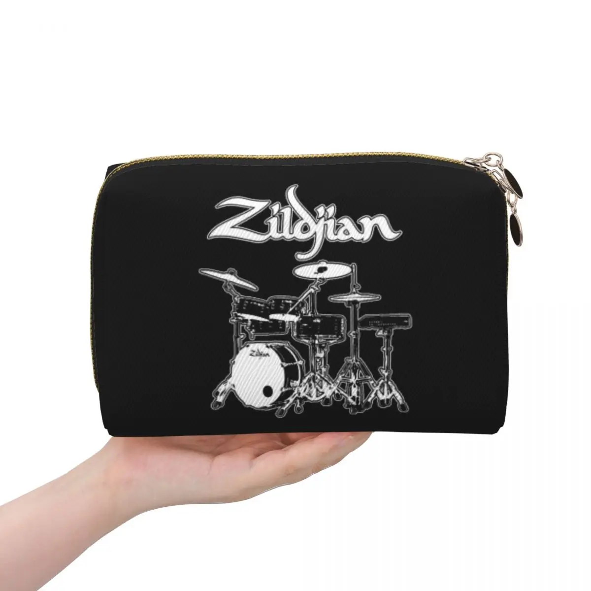Zildjian Cymbals Drums Drummer Giutar Music Turkish Women Cosmetic Bag Travel Makeup Organizer Pouch Toiletry Storage