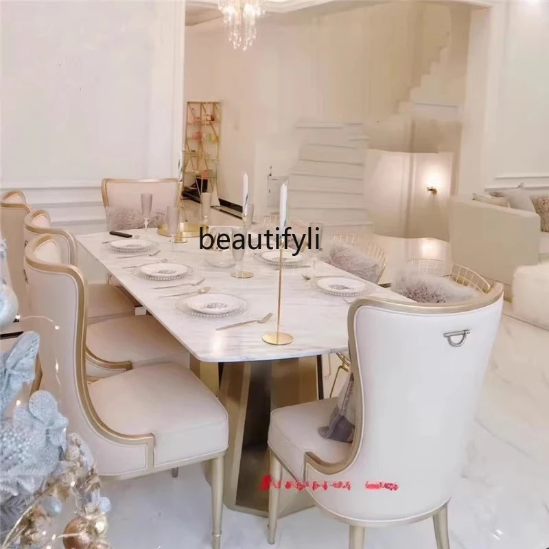 Postmodern light luxury solid wood single negotiation chair villa living room high back dining chair American leisure chair