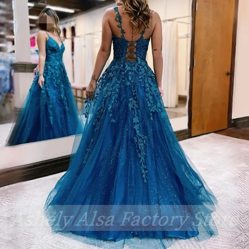 Customized Hunter Green Women Formal Evening Dresses  V Neck Lace Applique A Line Long Mother Of Bride Wedding Party Gown Robe