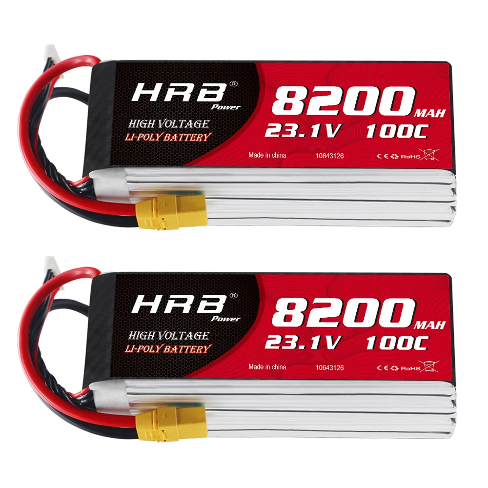 NEW High Voltage 23.1V 7500mah 8200mah 8500mah 6s Lipo Battery 100C With XT60 Drone Battery for RC helicopter Airplane HRB Youme