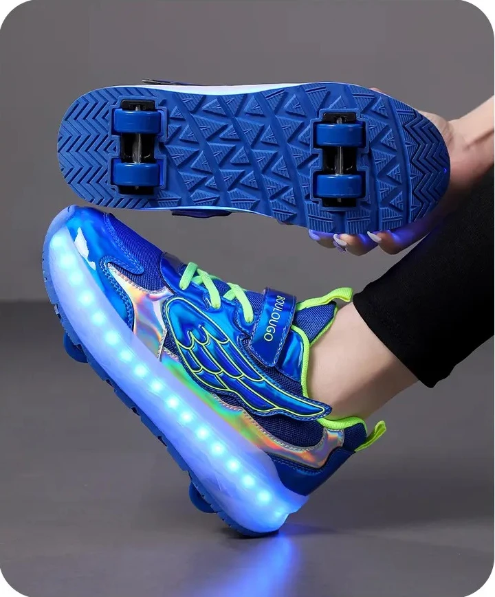 Four Wheels Children's Led Light Roller Skate Shoes For Kids Boys Girls Glowing Sports Luminous Sneakers Skateboard USB Charging