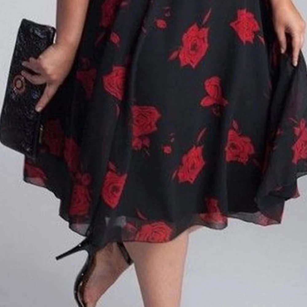 Plus Size sukienka kwiatowa kobieta 2024 lato Oversize elegancka sukienka codzienna z krótkim rękawem duży rozmiar damski Vintage plaża wakacje Dres