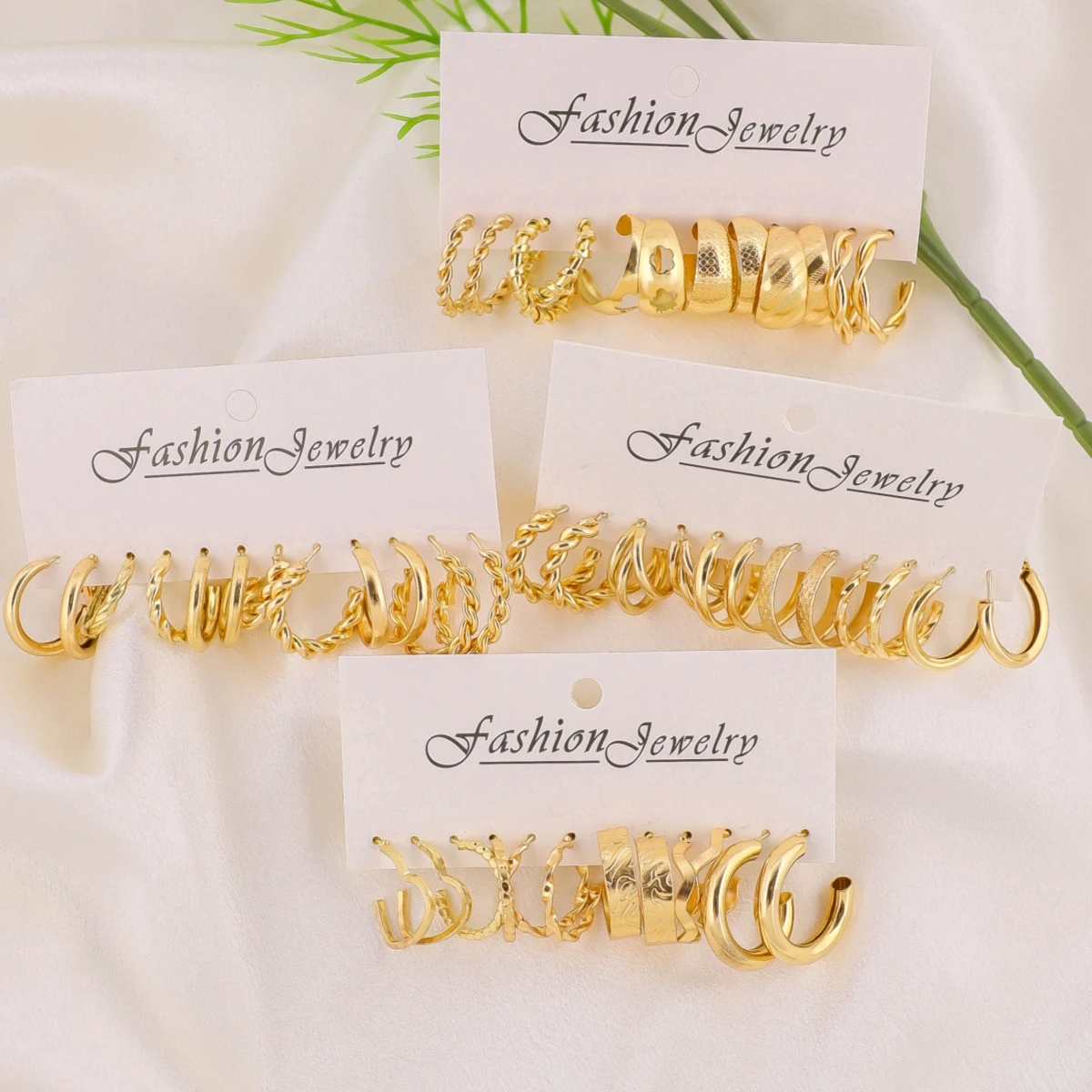 48 قطعة أقراط دائرية ذهبية أنيقة وأنيقة للنساء، نمط مثير عتيق، متعددة الاستخدامات لإكسسوارات المجوهرات اليومية أو المواعدة #4