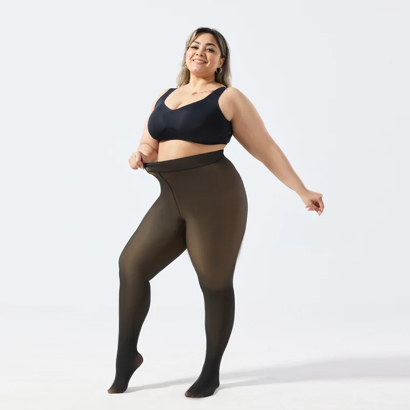 60-110kg Women Plus Leggings Thickened First line Crotch Dyed Black Skin transparent Pantyhose 2025 New Design Pants Tights