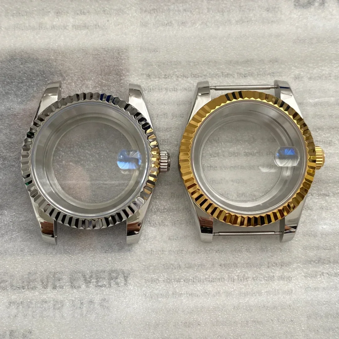 39 36 มม.NH35 กรณี 8215 SUB เหล็ก Sapphire แก้วสแตนเลสสตีลเหมาะสําหรับ Seiko NH35 การเคลื่อนไหว Electroplate สไตล์ใหม่