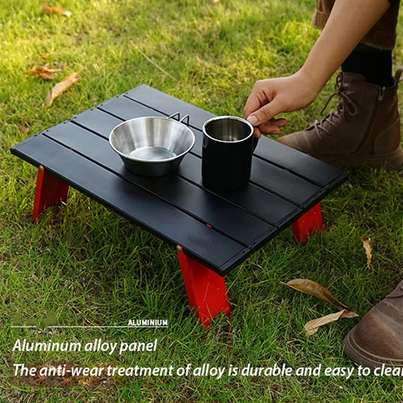 Foldable Camping Table Ultralight Aluminum Alloy Outdoor Picnic Table for Travel Picnic Barbecue Folding Computer Bed Desk 2025